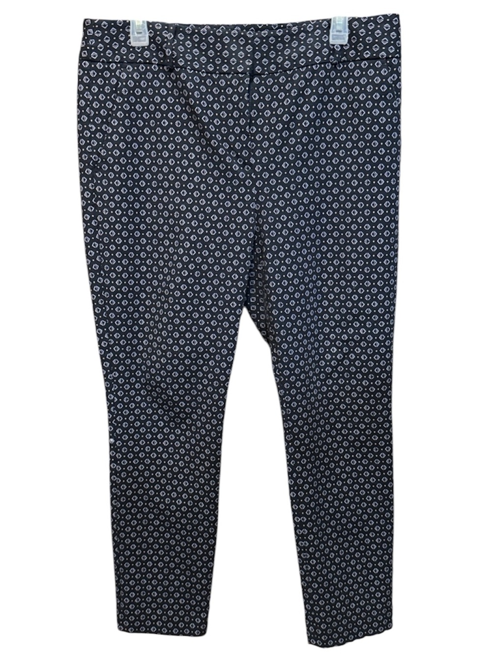 Ann Taylor Navy & White Geometric Print Skinny Pants 14 NWOT